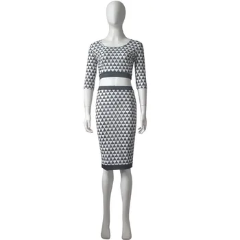 Moterų Geometrinis Modelis Spausdinimo Juodos Ir Baltos Spalvų Atitikimo Aukšto Liemens Sijonas Kostiumas Nereguliarus Sexy marškinėliai Plius Trumpas sijonas