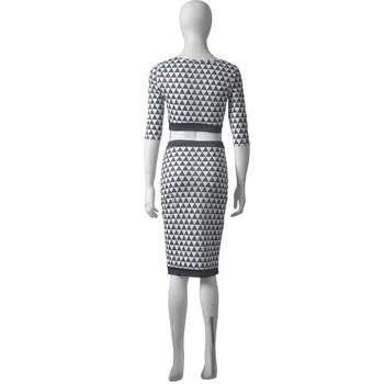 Moterų Geometrinis Modelis Spausdinimo Juodos Ir Baltos Spalvų Atitikimo Aukšto Liemens Sijonas Kostiumas Nereguliarus Sexy marškinėliai Plius Trumpas sijonas