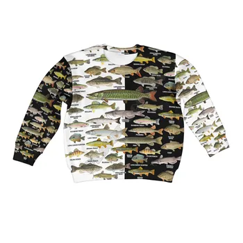 Mėgstu Žuvį 3d atspausdintas Hoodies šeimos kostiumą, marškinėlius užtrauktukas Megztinis, Vaikams, Kombinezonas Juokinga Palaidinukė Tracksuit