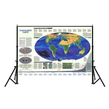 225*150cm Pasaulyje Fizinis Žemėlapis neaustinių Dažymas Purkštuvu, Pasaulio Žemėlapyje Sienos Plakatas Kultūros, Švietimo Tarnyba mokyklinės prekės