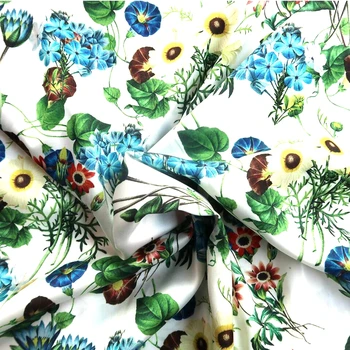 2017 minkštas Šilko Fabricsflowers spausdinti siuvimo Suknelė Marškinėliai, Šalikas Paplūdimio Suknelė Šifono Audinio pločio 150cm