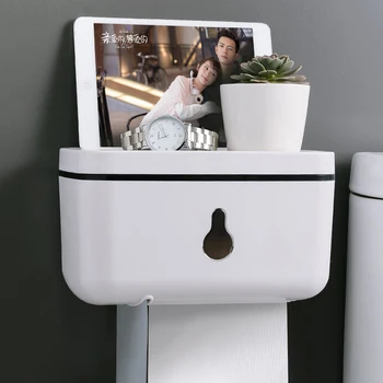 Plastikiniai tualetinio popieriaus laikiklį, vonios kambarys, du kartus audinių popieriaus langelį prie sienos tvirtinamas popieriaus laikymo saugojimo dėžutę tualeto dozatorius