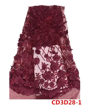 Gražus siuvinėjimas 3d gėlių nėrinių audinys nuotakos suknelė ju nėrinių Afrikos prancūzų nėriniai