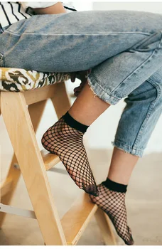 įvairių stilių naujas mados moterų nėriniai sexy žvejybos tinklas kojinės trumpas kojines moterų tuščiaviduriai plonas juodas kietas kojinės tt090