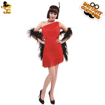 DSPLAY Originalus Moteris Šokėja Kutas Fancy Dress argi ne Misbehavin' Flapper Šalies Kostiumų Suaugusiems Seksualus Raudonas Flapper Deluxe Komplektai