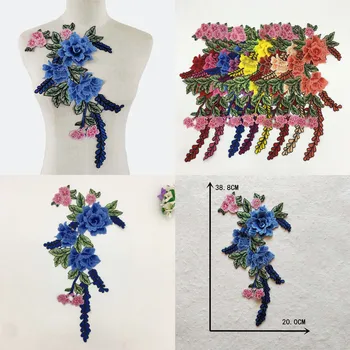 3D gėlių Poliesteris Nėrinių audinys, Siuvinėjimo Nėrinių Apykaklę siuvimo 