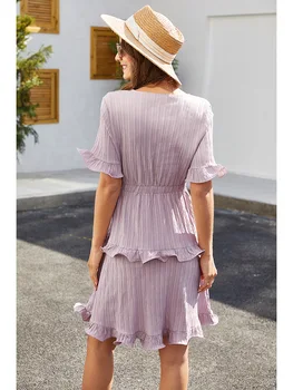 Naują atsitiktinis Moterų suknelės, drabužiai Madingi Vasaros suknelė Kietas nėrinių tuščiaviduriai Suknelė 2020 Naujas