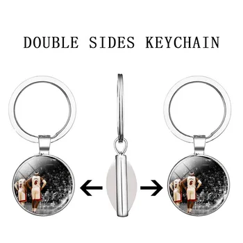 1pc/Set paketų prižiūrėtojų raktinę Keychain paveiksl Stiklo Kamuolys Key Chain Marškinėlių Numeris Dvigubus Šonus Brangakmenis Laiko Deluxe DG4464-4498