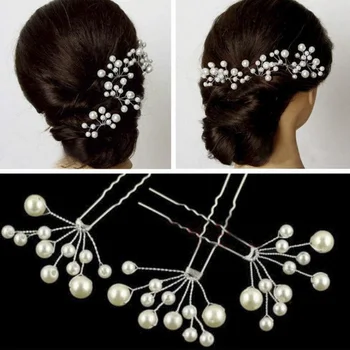 KARŠTO Gėlių Plaukų Pin Stick Vestuvių Papuošalai, Plaukų Modeliavimo Priemonės, Mados Vestuvių Pearl Zawalcowany Kristalų Kietas