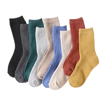 19 rudens ir žiemos naujas moterų kojinės storas šiltas plačiu raišteliu ponios vientisos spalvos krūva kojinių