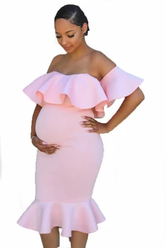 Ruffles Motinystės Nėštumo Suknelė Fotografijos Rekvizitai Seksualus Motinystės Drabužiai Fotosesijas Nėščia Suknelės, Plius Dydis Moterų
