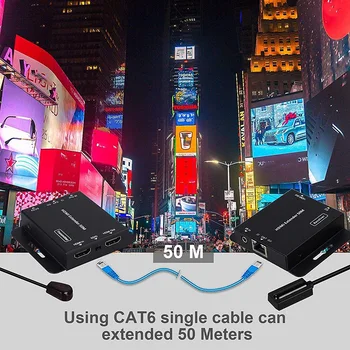 1080P HD HDMI Extender 50M/164Feet per Vieną CAT5E/CAT6 Ethernet Kabelis su ir SPINDULIŲ Kontrolės ir EDID Funkcija