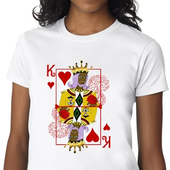 2020 Naujas vasaros kortų K spausdinti marškinėliai Moterims Harajuku estetika Plonas Skirsnio Pokerio Marškinėlius asmenybės Balta apranga