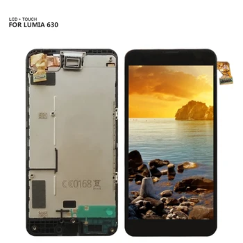 Dėl Nokia Lumia 630 Jutiklinis Ekranas skaitmeninis keitiklis LCD Ekranas Asamblėjos + Rėmas Lumia 635 LCD Ekranas