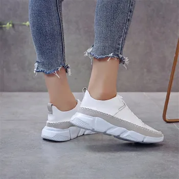 Nėriniai-Up platforma sportbačiai moteris 2019 m. Pavasario Rudens batai moterims Mados Sumaišytų Spalvų Kratinys Atsitiktinis ponios batai Balti sportbačiai