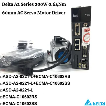 Delta A2 0.64 Nm 200W AC servo variklis tvarkyklių rinkinį, ASD-A2-0221-L ECMA-C10602RS ECMA-C10602SS Stabdžių 0,2 KW 220V 3000rpm 60mm Jungė