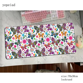 Gėlių Drugelis pelės mygtukai 70x30cm mousepads didelis žaidimų kilimėlis žaidėjus Helovinas Dovanų asmeninį pelės kilimėliai klaviatūra pc padas