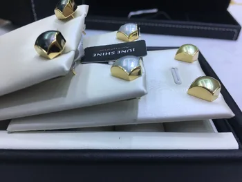 Trikampis pearl stud auskarai nekilnojamojo perlai & 18K aukso auskarai SE004 moterų mados vestuvių papuošalai dovana