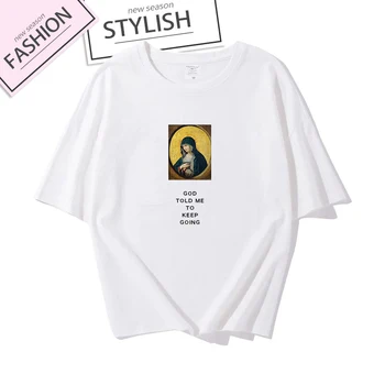 Mergelės Marijos Marškinėliai Vasarą Moterys Medvilnės Atsitiktinis Trumpas Rankovės Custom T-shirt Hip-Hop Didelio Dydžio Trišakius Viršūnes Harajuku Streetwear