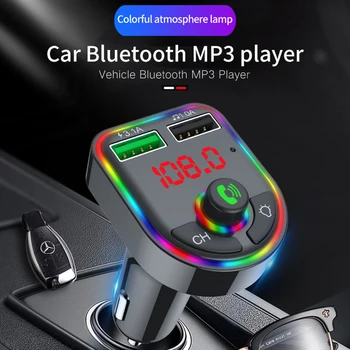 Automobilinis USB Dual Greitas Įkroviklis, Bluetooth 5.0 FM Siųstuvas Belaidė laisvų Rankų įranga 12V-24V Transporto priemonės Auto Audio MP3 Grotuvas