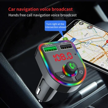Automobilinis USB Dual Greitas Įkroviklis, Bluetooth 5.0 FM Siųstuvas Belaidė laisvų Rankų įranga 12V-24V Transporto priemonės Auto Audio MP3 Grotuvas