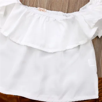 0-5Y Naujagimiui Bamblys Kūdikių Vaikai Mergina Drabužius Clothings vientisos spalvos Top+Raketos Kelnes Varpas Nuosėdos Karšto Komplektai Nustatyti Sunsuit