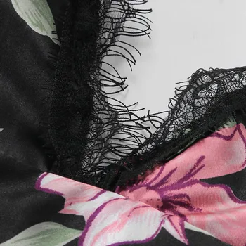 Womail 2019 Naujas Moterų Seksualus Mados Gėlių Spausdinti Sleepwear Poliesterio Medžiagos V-Kaklo Pižama Moterų 19FEB15