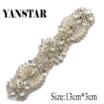 YANSTAR (10vnt) Didmeninės Vestuvių Varčios Kristalų, Cirkonio Appliques Vestuvių Suknelė, Diržas Rose Gold Crystal Aplikacijos YS837A