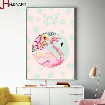 Vienaragis Flamingo Drobės Plakatai ir Spausdina Minimalistinę Tapybos Sienos Meno Cavnas Nuotrauką Šiaurės šalių Vaikų Namų Dekoro Apdaila