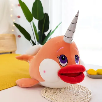 Minkštas Mielas Gyvūnų Banginis Vienaragis Pliušiniai Žaislai Gražių Animacinių Filmų Big Lūpų Narvalas Pliušinis Miega Lėlės Vaikams Mergina Gimtadienio Žaislas Dovanos