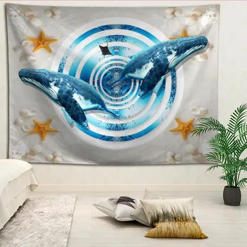 Delfinų Gobelenai Kabančios audinio fone, sienų danga miegamajame renovacijos lova apdaila gobelenas logotipą