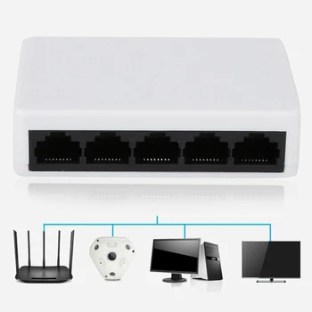 10/100 Mbps 5 Uostuose MUMS/ES Plug Fast Ethernet Tinklo Jungiklio, Stebulės Adapteris, Splitter