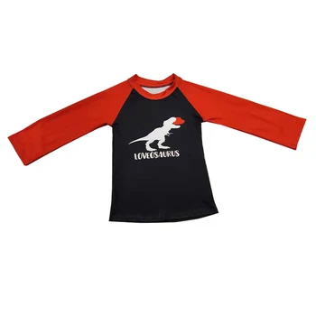 Berniukams ilgomis rankovėmis marškinėliai su dinozaurų modelis raglan rudenį ir žiemą Valentino Diena dizainas