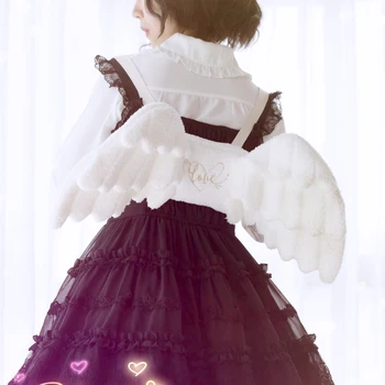 Japonijos saldus lolita angel wings kuprinė lolita priedai minkštųjų mergina pasakos baltos spalvos kuprinė cos Lolita loli Victoria Kawaii