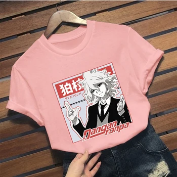 Nagito Komaeda Danganronpa Anime marškinėliai Atsitiktinis Tee Moterims, Vyrams
