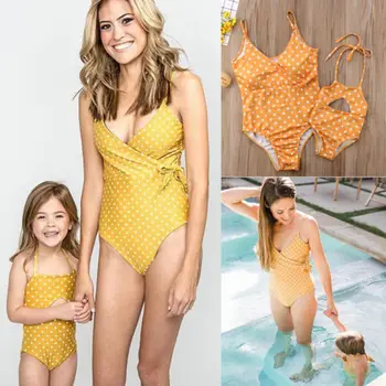 Pudcoco 0-24Months 2019 Šeimos Atitikimo Komplektus Motina Dukra Atitikimo maudymosi kostiumėlį, maudymosi Kostiumėliai Moterims Mergina Bikini Maudymosi Kostiumas