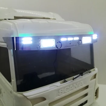 Led Aliuminio lydinio lempa, sėdynė, mėlyna balta skydelis nuo Saulės šviesos 1/14 Tamiya RC Sunkvežimių, automobilių scania R620 56323 R730 470 žaislas priedai