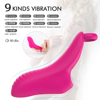 Populiarus vibratorius pirštas padengti įdomus pratęstas G-taško vibracijos piršto dangtelis 9-dažnio stiprūs judesio moterų masturbacija prietaisas