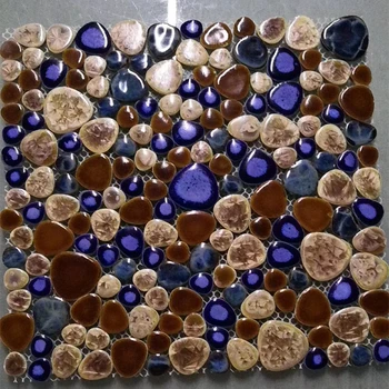 NAUJAS Akis Mėlyna Ruda Pebble Keramikos Mozaikos Plytelių, 