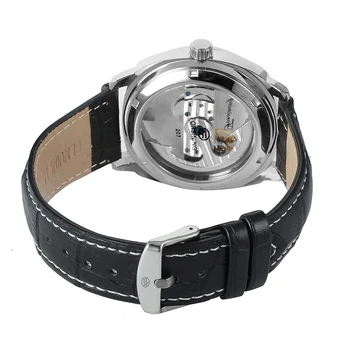 Naujas Forsining Prabanga Skaidrus Vyrų Mechaninė Žiūrėti Aukso Skeletas Automatinis Laikrodžiai Mens Laikrodis Juodos Odos Juostos Laikrodis