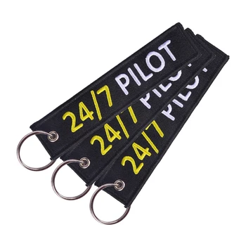 Mados 24/7 Pilotas Key Ring Grandinė Aviacijos Mėgėjams Dovanos Bagažo Žymeklis Etiketės Keychains Neįvykdyti Siuvinėjimo key chain Papuošalai
