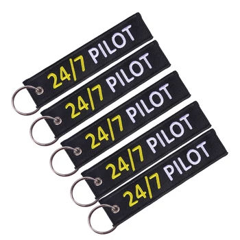 Mados 24/7 Pilotas Key Ring Grandinė Aviacijos Mėgėjams Dovanos Bagažo Žymeklis Etiketės Keychains Neįvykdyti Siuvinėjimo key chain Papuošalai