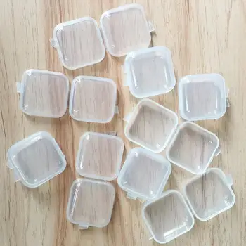 10VNT Mini plastikinių papuošalų laikymo dėžutė kvadratinė plastiko dėžutė su dangčiu medicina box skaidri talpinimo kosmetikos laikymo dėžutė