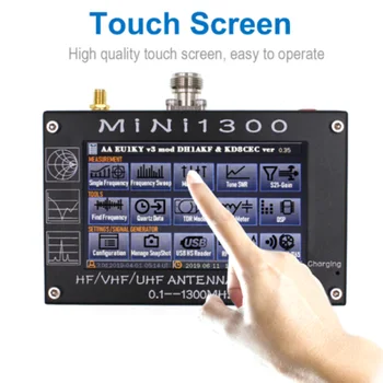 MINI1300 Antenos Analizatorius Testeris Vektoriaus Tinklo SWR Matuoklis 0.1-1300MHz Touch Screen USB Įkrovimo HF VHF UHF 4.3 TFT LCD