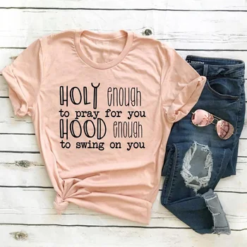 Juokinga Krikščionių Šūkis Tee Šventosios Pakankamai Melstis už jus T-Shirt Grafikos Senovinių Raudonų Drabužių citata Jėzus meilužio mergina Viršūnės t shirts
