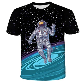 Kosmoso galaktikos astronautas 3D print T-shirt vaikų kosmoso spausdinti žvaigždės danguje berniukai, mergaites, vaikai, T-marškinėliai, mados gatvė top marškinėliai
