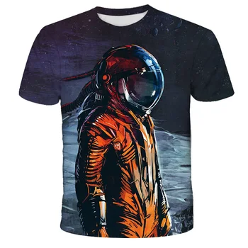Kosmoso galaktikos astronautas 3D print T-shirt vaikų kosmoso spausdinti žvaigždės danguje berniukai, mergaites, vaikai, T-marškinėliai, mados gatvė top marškinėliai