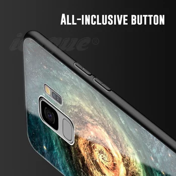 Grūdintas Stiklas Case For Samsung Galaxy S9 Plus 8 Pastaba Atveju Silikono Kosmoso Prabanga S9plus Telefono Dangtelį 