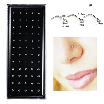 60 Vnt/pak L Sheap Nerūdijančio Plieno Crystal Nosies žiedų Rinkinys Moterims Mergina Chirurginio Plieno Nosies Auskarų Nosies Stud Daug Kūno Papuošalai