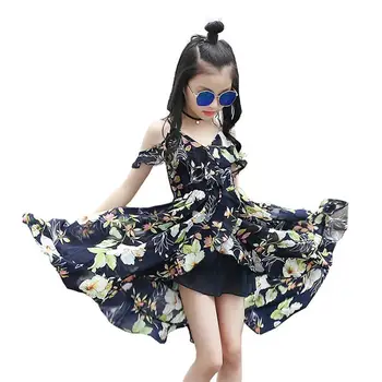 Merginų Paplūdimio Suknelės 2019 Naujas Vasaros Rankovių Princesė Šifono Suknelė Nesimetriškas Šalies Šokių Kostiumas